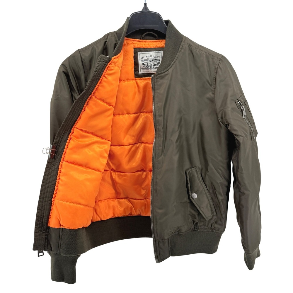 Levi's MA-1 Bomber Jacket Mens Small Pre-Owned Bomber Olive Green Flight Utility